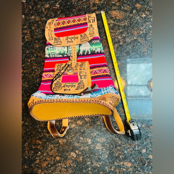 Peruvian Handmade Leather Backpack with Sewn stitching - Picture 6 of 10